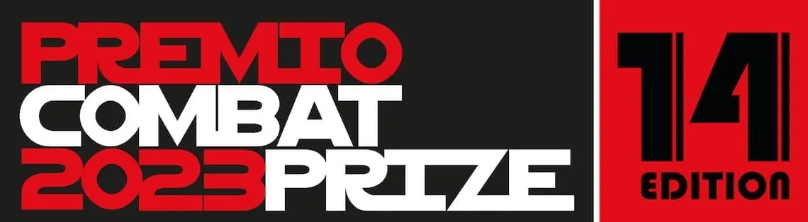 Logo of the Premio Combat Prize 2023, fourteenth edition, in red and white block letters on black.